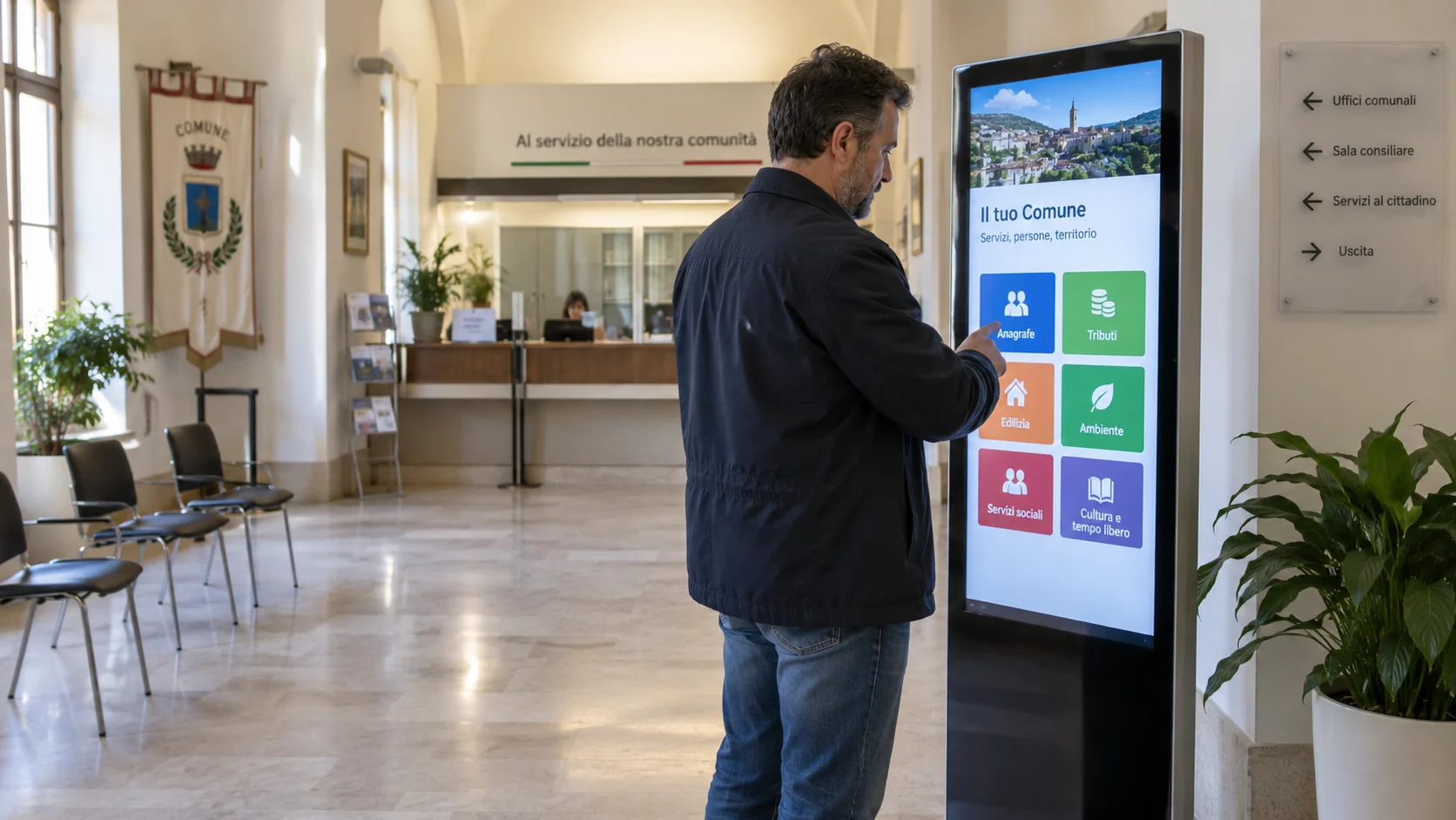 Monitor informativi e totem per gli uffici